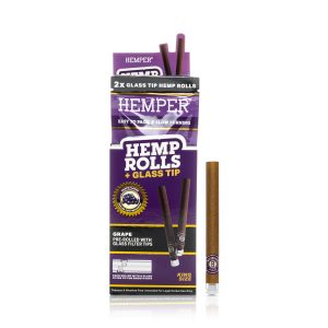 Hemper - Display 12 unidades - Rolls King Size con boquilla de vidrio (2 unidades) - Uva