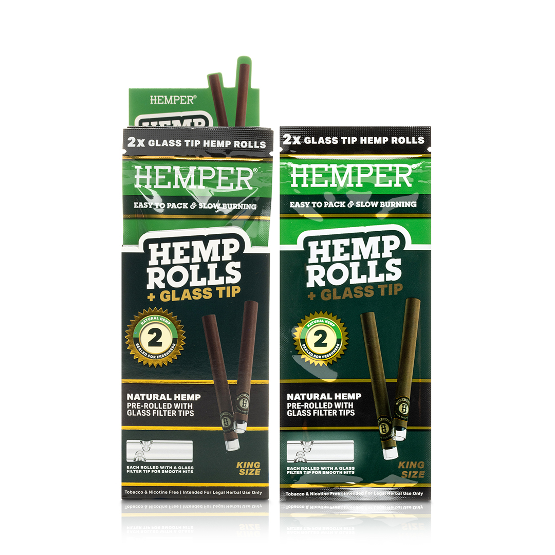 Hemper - Display 12 unidades - Rolls King Size  con boquilla de vidrio (2 unidades) - Natural - Imagen 2