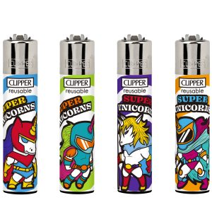 Encendedores Clipper - SUPER UNICORNS (Display 24 u.)